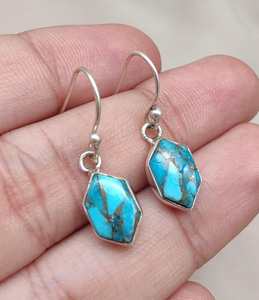 Pendientes de Plata de Ley 925 con Turquesa Azul Cobre, Estilo Art Deco, Certificados por IGI, Regalo de Boda, Joyería para Mujer, Venta al Por Mayor OEM - Product Image 4
