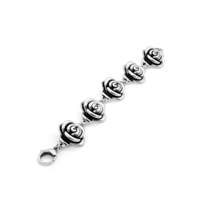 กำไลข้อมือรูปดอกกุหลาบ ดีไซน์คลาสสิกโรแมนติก [24x29 มม.] โดย 925 Silver Vault - Product Image 1