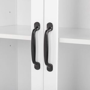 Libreria in MDF Bianco Stile Country Americano con Verniciatura a Spruzzo, Due Ante Superiori, Ripiano Centrale e Due Ante Inferiori - Product Image 5