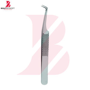 Juego de 4 Pinzas para Pestañas Plateadas Personalizadas, Pinzas de Acero Inoxidable de Grado Quirúrgico con Punta de Fibra para Extensiones de Pestañas de Volumen - Product Image 4