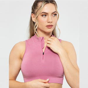 Débardeurs de sport pour femmes en coton 100% légers, respirants, à séchage rapide, coupe ajustée, demi-zip, longueur standard, nouvelle mode - Product Image 4