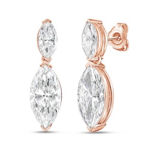 8 CT Customizable Simulated Diamond <b>Emerald</b> Pear Mixed Shape 18K Gold Plated Luxury Modern Geometric Drop Earrings IGI - Product Image 1