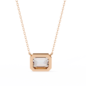 จี้เพชรทรงเหลี่ยมมรกตแบบฝังขอบทองคำขาว 14K สร้อยคอจี้เพชรเลี้ยงในห้องปฏิบัติการ เครื่องประดับมินิมอล ของขวัญสุดหรูสำหรับผู้หญิง - Product Image 5