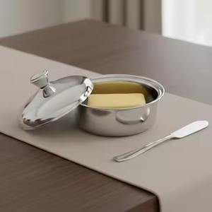 Mantequillera de metal premium con tapa para la encimera de la cocina, caja de almacenamiento de mantequilla para la mesa del comedor, para servir desayunos, para usar en la mesa de café. - Product Image 1