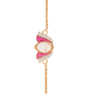 สร้อยข้อมือเพชรลายดอกลิลลี่โพลีกีสีทอง14K ของผู้หญิงที่มีลวดลายดอกไม้ที่สง่างามและเป็นแรงบันดาลใจของดอกลิลลี่ที่ละเอียดอ่อน - Product Image 3