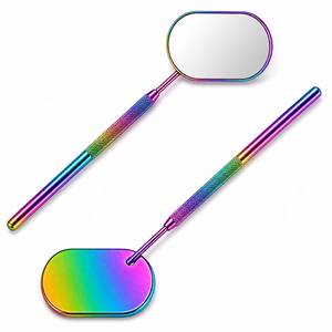 Miroir de maquillage mural en acier inoxydable arc-en-ciel avec poignée extensible et fonction grossissante pour l'application d'extensions de cils - Product Image 1