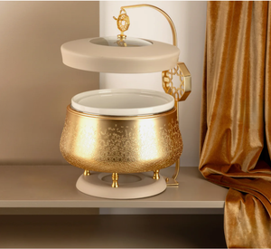 Luxury Gold Chafing Dish with Lid Metal <b>Food</b> Warmer Buffet <b>Server</b> Arabic Style Dining Serveware for wedding hotel restaurant - Product Image 3