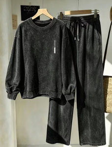 Acid wash tracksuit <b>set</b> <b>Ladies</b> casual sweatshirt <b>set</b> Relaxed fit jogger pants Long sleeve tracksuit for women - Product Image 6