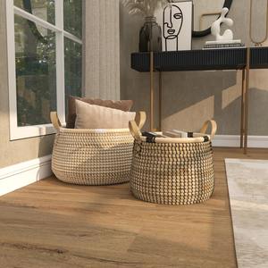 Juego de 2 cestas de mimbre con asas de cuero, cestas de almacenamiento hechas a mano, venta al por mayor, ecológicas, hechas en Vietnam - Product Image 6