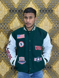 Blouson Bomber Unisexe Tendance pour Jeunes, en Cuir Brodé, Col Montant, Hiver, Lettres Brodées sur le Devant, Style Urbain, Respirant - Product Image 2