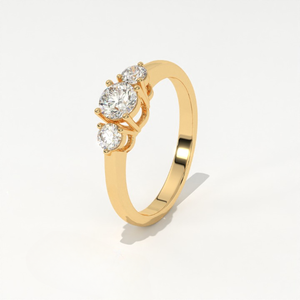 Bague de fiançailles vintage à trois pierres en or 14 carats avec diamant de laboratoire Aarinya, certifié IGI VS1, taille brillant rond - Product Image 4