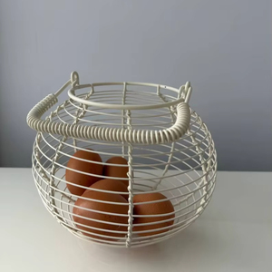 Vintage White Metal <b>Egg</b> Holder Stand – Spiral Farmhouse <b>Egg</b> Rack - Product Image 1