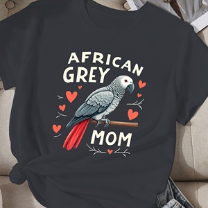 Camiseta cómoda para mujer con ilustración de loro gris africano - Product Image 3