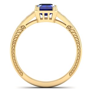 REYES Wholesale Factory Price 14K Gold 0.75 Carat Blue Sapphire Gemstone <b>Ring</b> GRA Certified Moissanite Jewelry For Women - Product Image 4