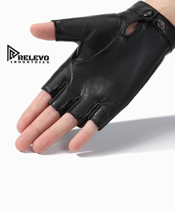 Gants de moto demi-doigts pour hommes, en simili cuir PU, de haute qualité et confortables, pour la conduite et les sports en plein air - Product Image 3
