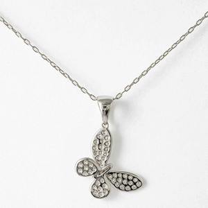 Delicado Collar con Colgante de Mariposa en Oro Blanco de 14K con Diamante Redondo de 0.50ct Cultivado en Laboratorio, Joyería Fina, Diseño Moderno - Product Image 2