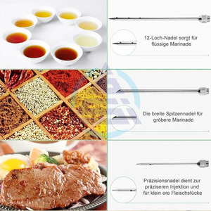 Jeringas Inyectoras de Carne de Acero Inoxidable, Jeringas para Sazonar Carne de BBQ con 3 Agujas para Marinado, para Ahumador de Carne - Product Image 6