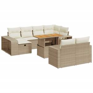 Ensemble de canapés de jardin en rotin PE beige avec grands accoudoirs réglables - Product Image 2