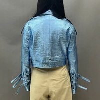 Veste en cuir de vachette cloutée unisexe style rock punk, col mandarin, couleur personnalisée, logo frontal, écologique, coupe-vent