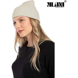 Jilani-Bonnet d'hiver en tricot artisanal beige, en coton de qualité supérieure, logo brodé personnalisé, taille libre pour le travail - Product Image 3