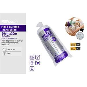 Rollo de Papel de Burbujas de Plástico Protector de 50CM*20M, Material de Amortiguación para Embalaje y Almacenamiento - Product Image 1