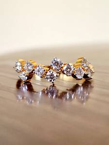 Moissanite Gold Plated Round Cut Zig Zag Design Half Eternity Band <b>Ring</b> original <b>925</b> <b>Silver</b> Fine Bridal Promise Gift For Lovers - Product Image 6