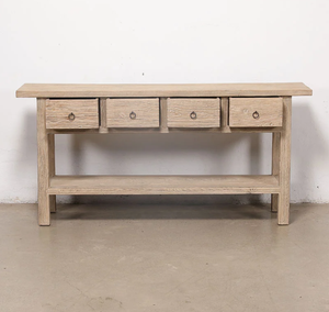 Rustic Reclaimed Elm <b>Console</b> <b>Table</b> Four Drawer Farmhouse Entryway <b>Table</b> Wooden Hallway <b>Storage</b> Shelf Vintage Home Furniture - Product Image 2
