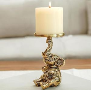 <b>Elephant</b> Shape Metal Candle Stand Gold Color Home <b>Decoration</b> Heat Resistant Cylindrical Candle Holder - Product Image 1