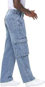 Jeans en denim délavé sur mesure pour hommes, coupe décontractée, style baggy, effet usé, coupe classique, hip-hop - Product Image 2