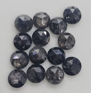 Diamantes sueltos naturales de 6 mm, talla rosa, redondos, tipo sal y pimienta, calibrados en mm, incluidos los de tamaño N. 100%, con pureza I2 a I3, diamantes Gemone. - Product Image 1