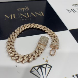 Pulsera de Plata 925 con Moissanita VVS, Corte Brillante, Certificación IGI, Joyería Fina, Diseño de Candado, Bañada en Oro Rosa, MUNJANI - Product Image 3