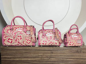 Sacs de voyage mini Speedy en cuir floral rose gaufré de qualité supérieure, style western, design carte 777, sacs à bandoulière pour le sport, les voyages et les nuits, sacs à main - Product Image 4