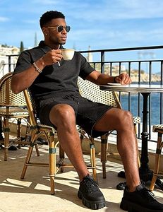 Men Summer <b>Knitted</b> Embroidered 100% Cotton Quick Dry Short Sleeve Custom Logo Joggers Suits <b>Set</b> Shirt and Short <b>Set</b> - Product Image 5