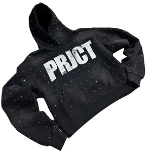 Hoodie tendance pour un look audacieux, en coton mélangé, style urbain glamour, avec strass, pour un look décontracté et scintillant. - Product Image 1