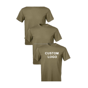 Camiseta de Hombre Verde Oliva 100% Algodón, Manga Corta, Cuello Redondo, Corte Regular, Color Sólido, Casual, con Logotipo Personalizado Estampado en la Parte Delantera, Transpirable - Product Image 1