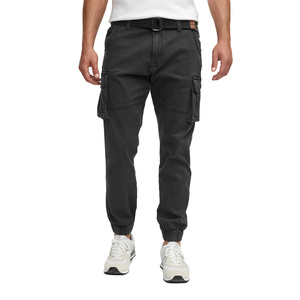 Men's <b>Black</b> Cargo Pants Canvas Material Multiple Pockets Casual Style Mid Waist Button Fly Spring Wear - Product Image 1