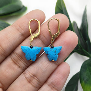 Sterling <b>Silver</b> Turquoise Gemstone Butterfly <b>Earrings</b> – Handmade <b>Dangle</b> <b>Earrings</b> for Gifts - Product Image 1