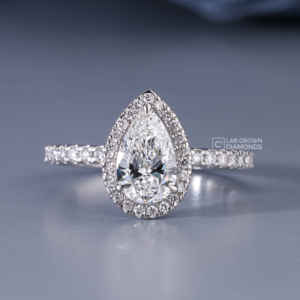 Anillo de Oro Rosa de 14 Quilates con Diamantes Cultivados en Laboratorio de Corte Pera y Redondo, Anillo de Boda de Lujo para Mujer con 37 Piedras de Calidad EF, 1.33 Quilates en Total - Product Image 1