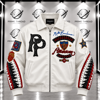 Blouson universitaire personnalisé en cuir blanc pour homme, avec broderie cloutée et patchs appliqués, style streetwear, blouson bomber OEM unisexe, blouson Letterman