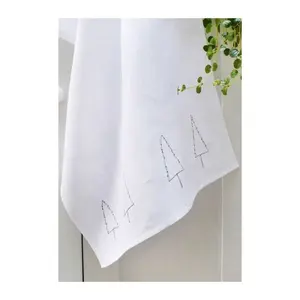 शीर्ष गुणवत्ता फैक्टरी प्रत्यक्ष बिक्री अनुकूलन योग्य कढ़ाई सूती कपड़ा 42x42 सेमी रसोई शादी की मेज ईस्टर सजावट के लिए चाय तौलिया