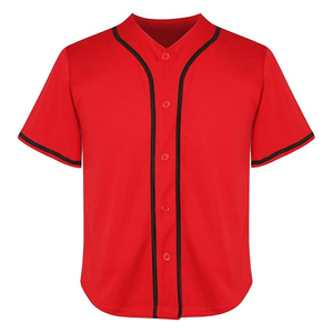 Maillot de baseball unisexe rouge à manches courtes, boutonné sur le devant, couleur unie, respirant, en polyester, vêtements de sport pour adultes, toutes saisons - Product Image 1