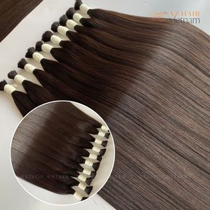 Extensiones de cabello humano liso natural a granel al por mayor, color negro azabache, cutícula alineada, parte inferior de espesor completo, precio asequible - Product Image 1