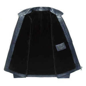 Veste en cuir véritable à motif crocodile noir, coupe slim, veste décontractée de luxe pour homme, logo personnalisé OEM. - Product Image 5