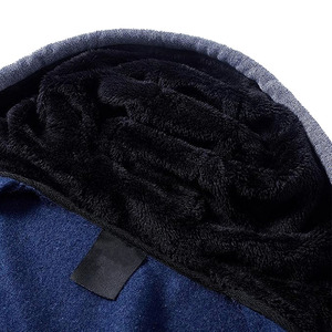 Sudaderas con capucha para hombre, cosidas a máquina, de tejido polar grueso, de alta calidad, de manga larga, con cremallera completa, para actividades al aire libre y para estar en casa. - Product Image 3