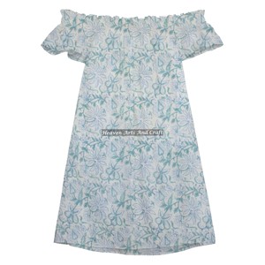 Nouvelle Robe Courte Décontractée d'Été pour Femmes Européennes et Américaines, en Coton Imprimé à la Main, Épaules Dénudées - Product Image 5