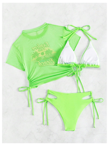 Maillot de bain dos nageur sans coutures léger avec logo personnalisé, ensemble 3 pièces pour femme, soutien moyen, idéal yoga et plage - Product Image 5