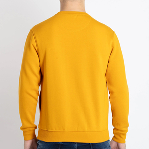Sweat-shirt à col rond pour homme Coupe classique Couleur unie Tissu tricoté Vêtement décontracté Jaune - Product Image 1