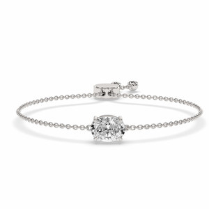 Classy And Trendy 18k <b>SOLID</b> <b>Gold</b> Diamond Oval Fashion Chain Bracelet Wedding Engagement Wear With IGI certification Bracelet - Product Image 1