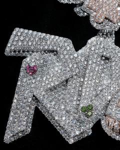 Pendentif personnalisé en argent sterling 925 avec diamant Moissanite, lettre de rappeur, rose, style hip-hop unique, charme pour homme - Product Image 2