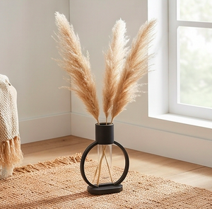 Modern <b>Black</b> Metal Ring <b>Vase</b> With Glass Tube For For Indoor Decoration Tabletop Accent And Fresh Floral Arrangement - Product Image 4